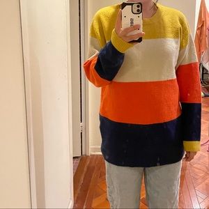 Color striped oversized sweater